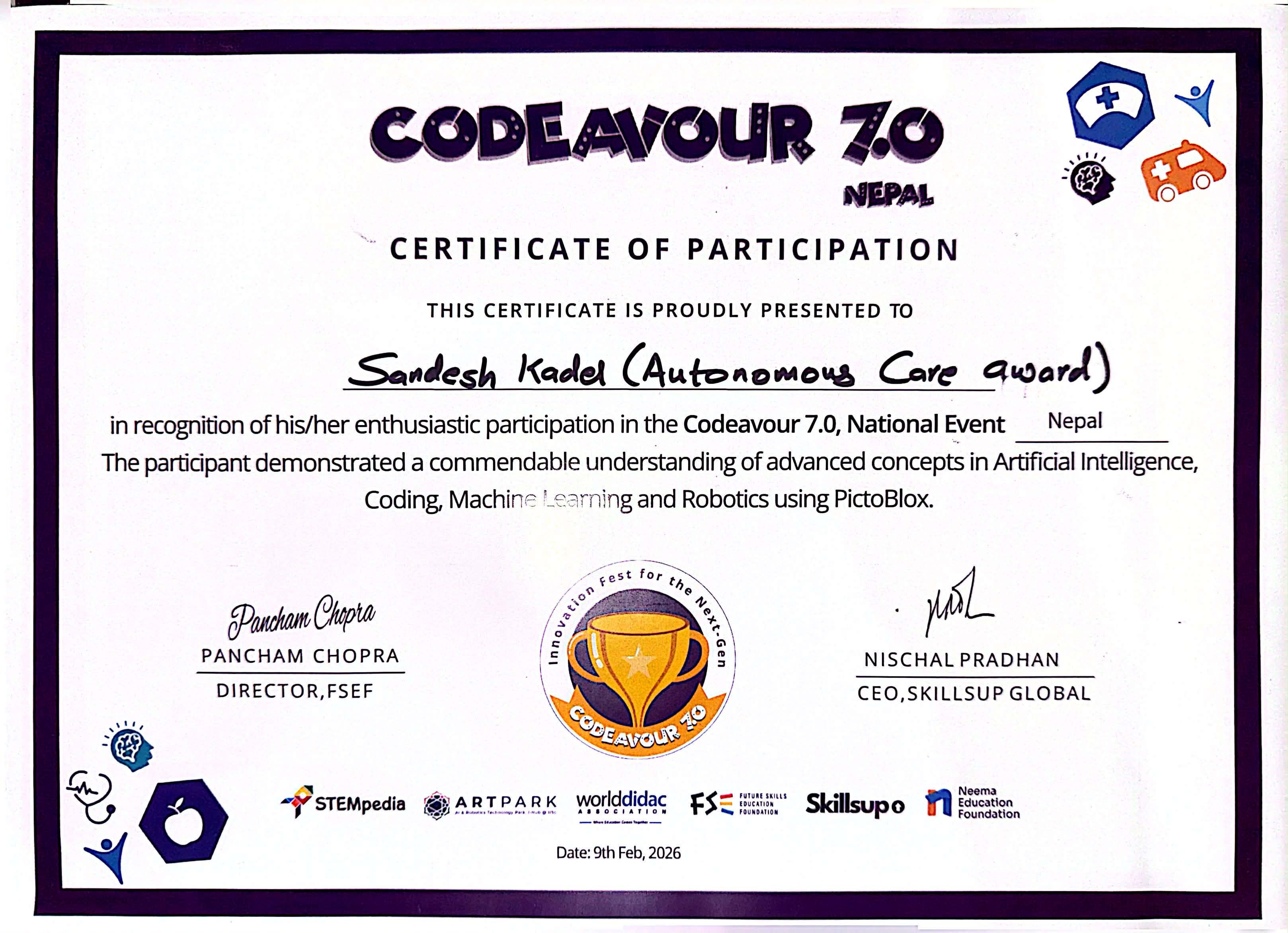 Autonomous Certificate